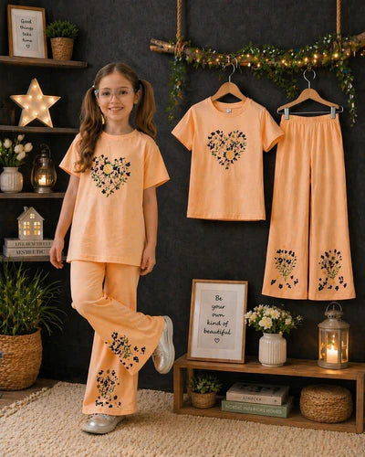 (3Y–12Y ) Girls Soft Printed Top & Pants Set