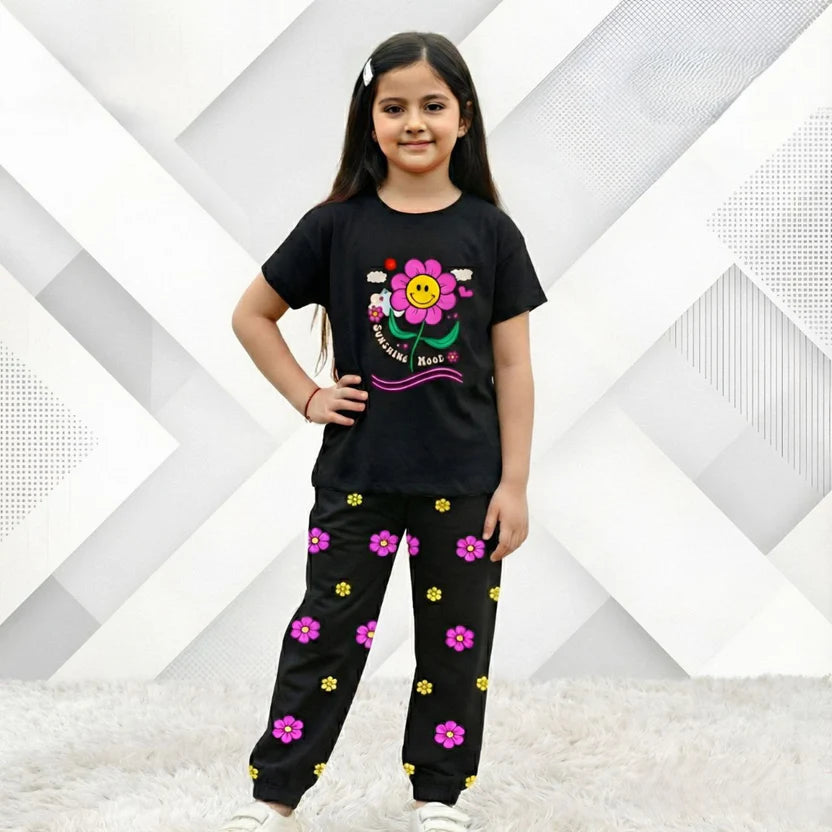 (3Y–12Y ) Code-241 Girls Soft Printed Top & Pants Set (  RV )