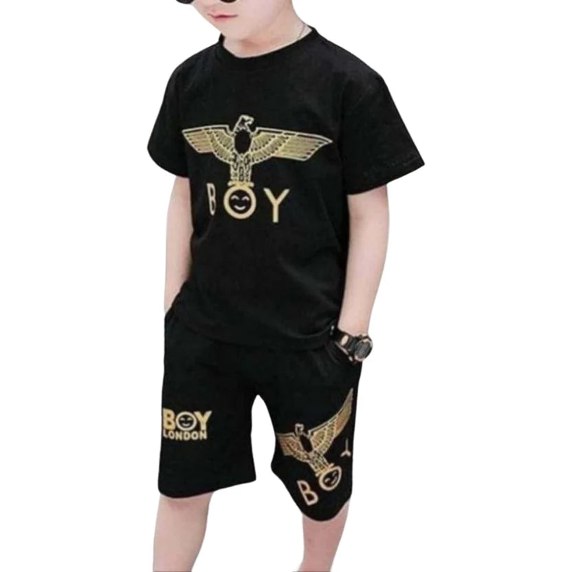 (1–10 Years) Bold Star Streetwear Set for Boys – All Black Edition