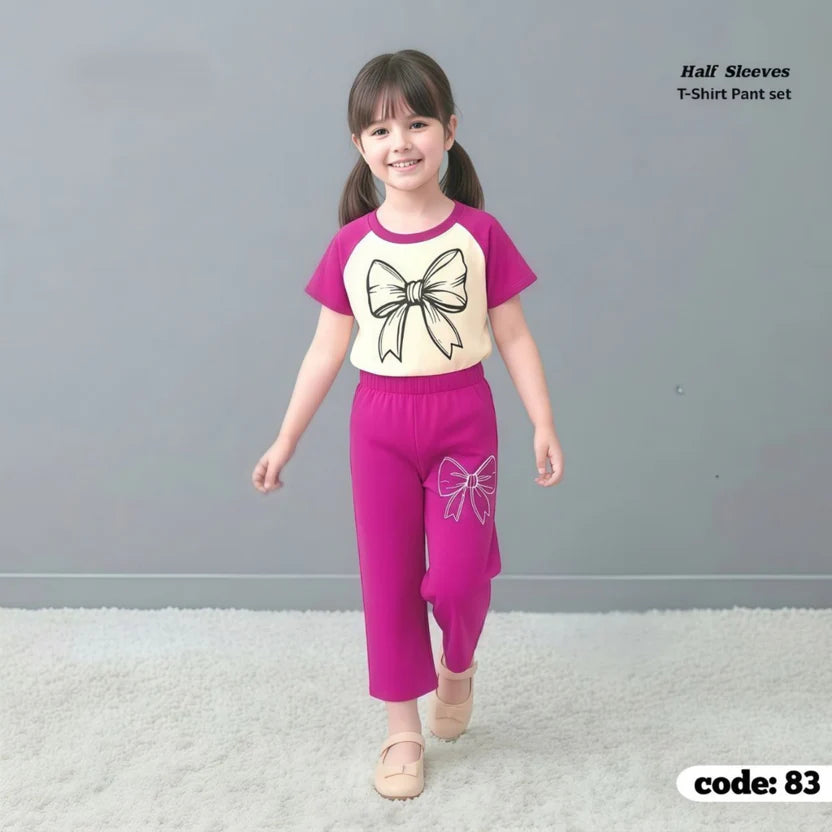 (3Y–12Y ) Code-241 Girls Soft Printed Top & Pants Set (  RV )