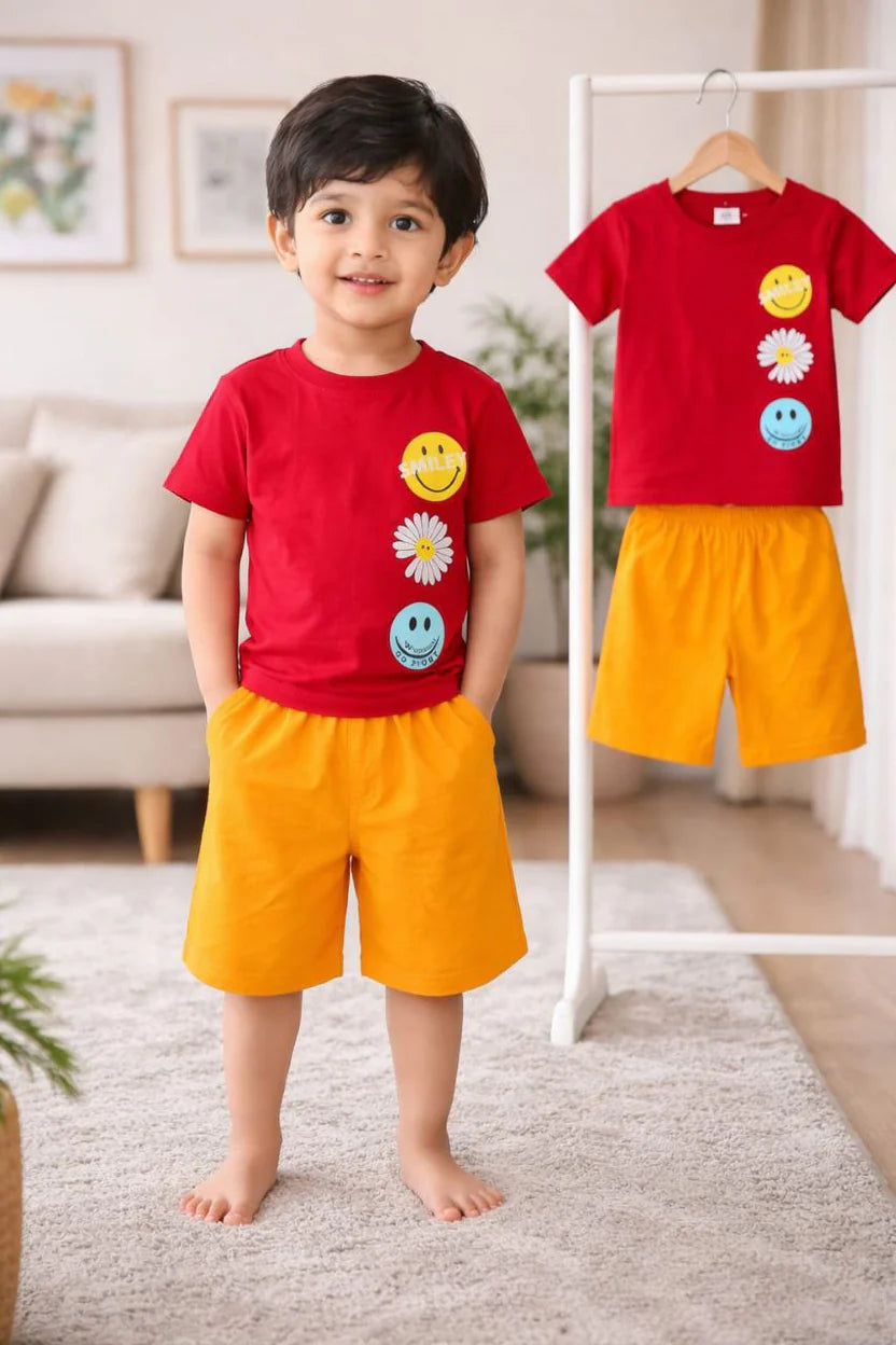 (3–12 Years) A- Urban red Streetwear Set – Bold Summer Outfit for Boys