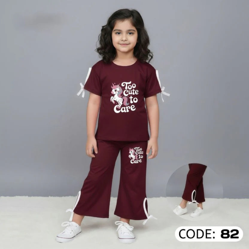 (3Y–12Y ) Code-241 Girls Soft Printed Top & Pants Set (  RV )