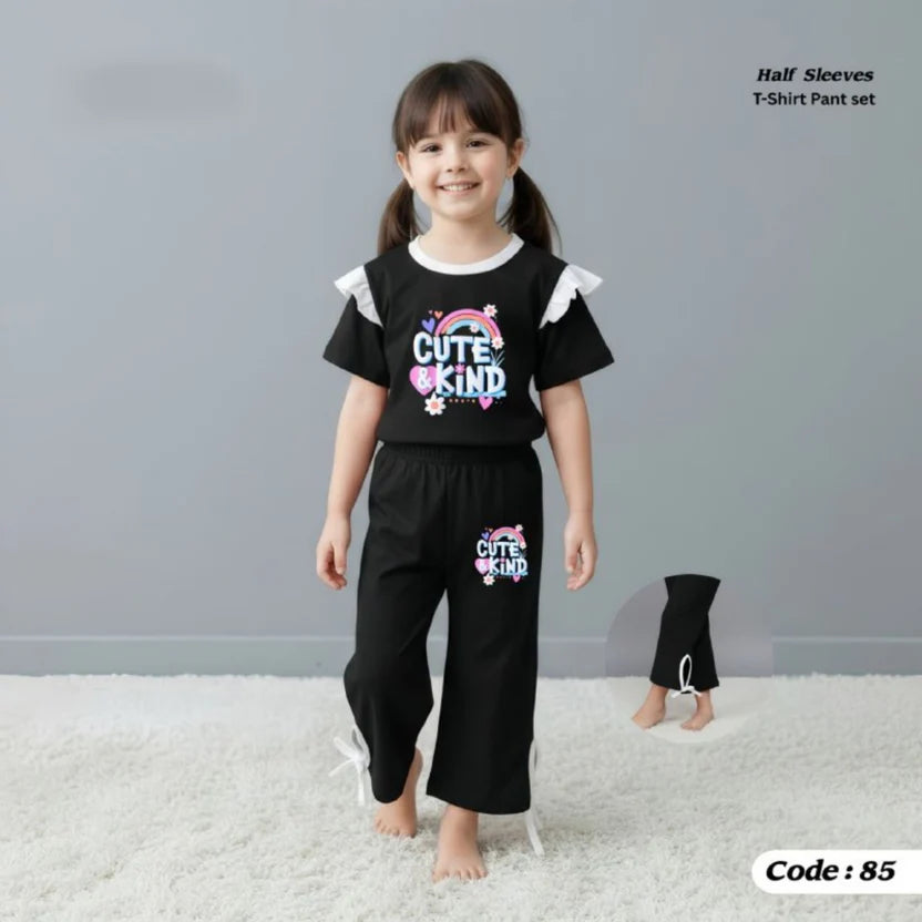 (3Y–12Y ) Code-241 Girls Soft Printed Top & Pants Set (  RV )