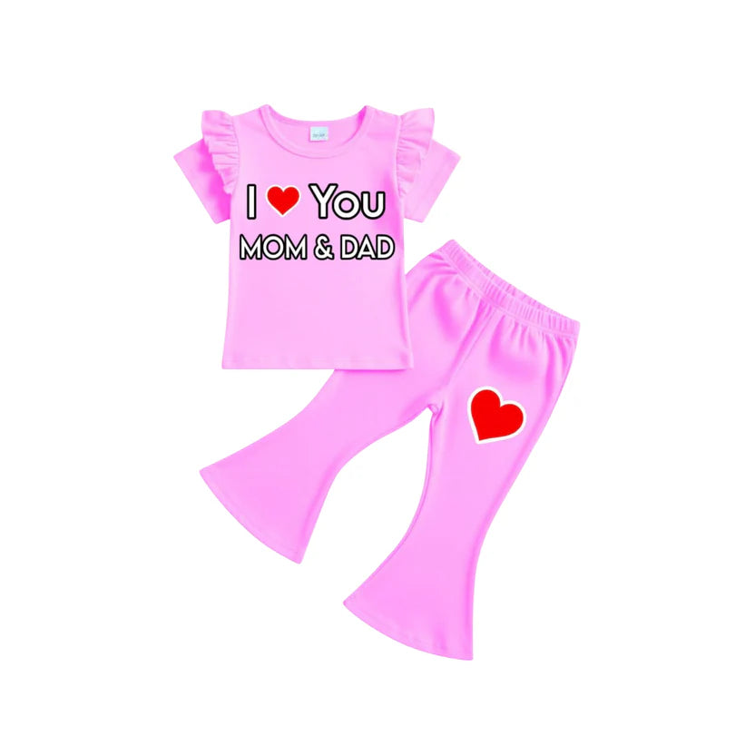 ( 1–7 Years) Twill Corner Girls DTF Print Outfit – Soft Cotton Top & Flare Pant Set