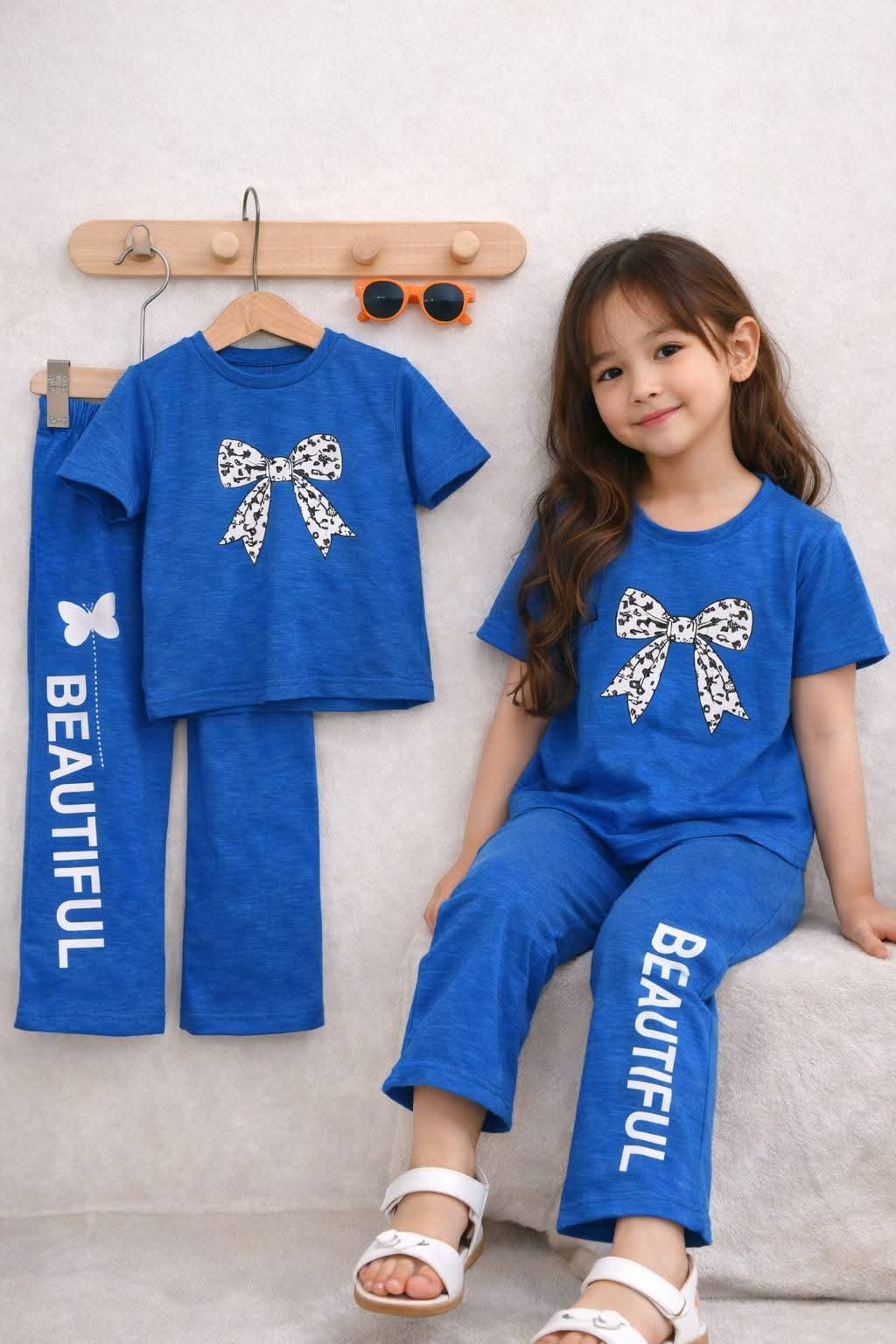 (3Y–12Y )  Girls Soft Printed Top & Pants Set
