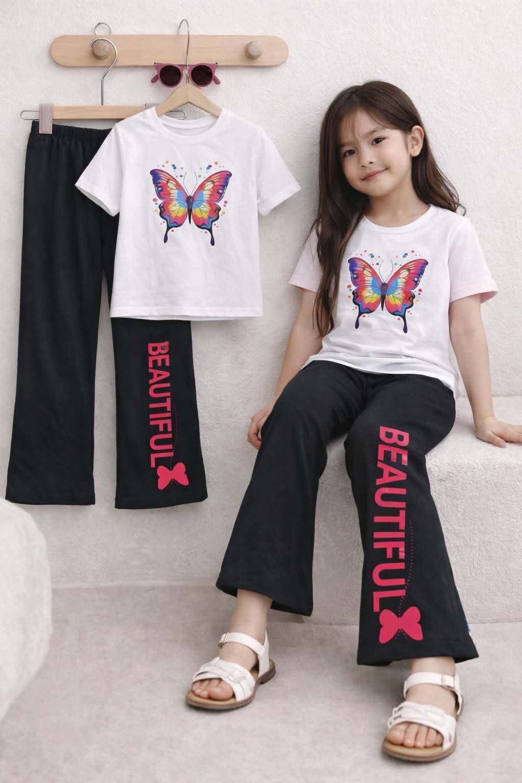(3Y–12Y )  Girls Soft Printed Top & Pants Set