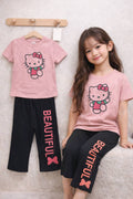 (3Y–12Y )  Girls Soft Printed Top & Pants Set
