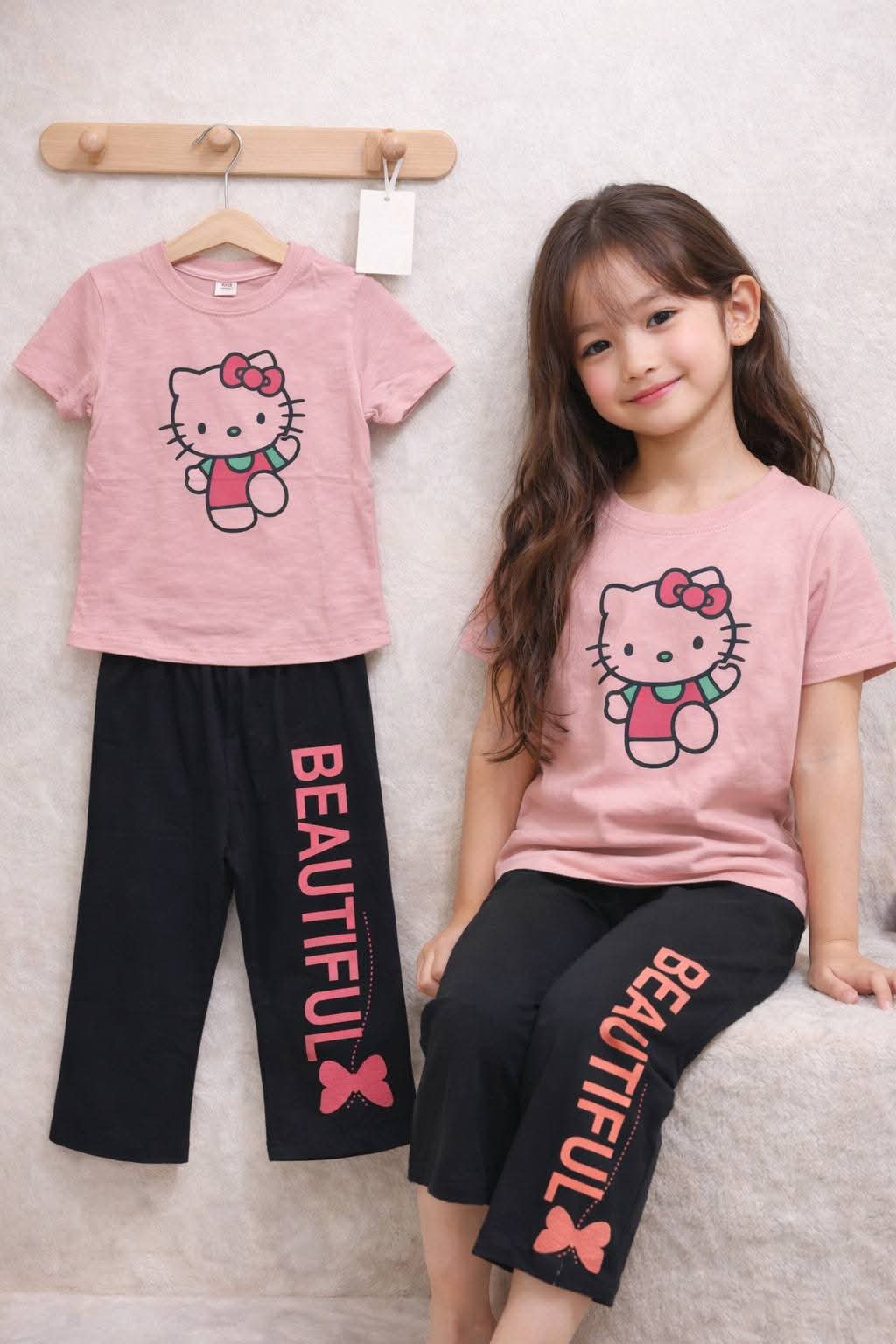 (3Y–12Y )  Girls Soft Printed Top & Pants Set