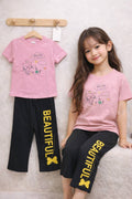 (3Y–12Y )  Girls Soft Printed Top & Pants Set