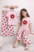 (3Y–12Y )  Girls Soft Printed Top & Pants Set