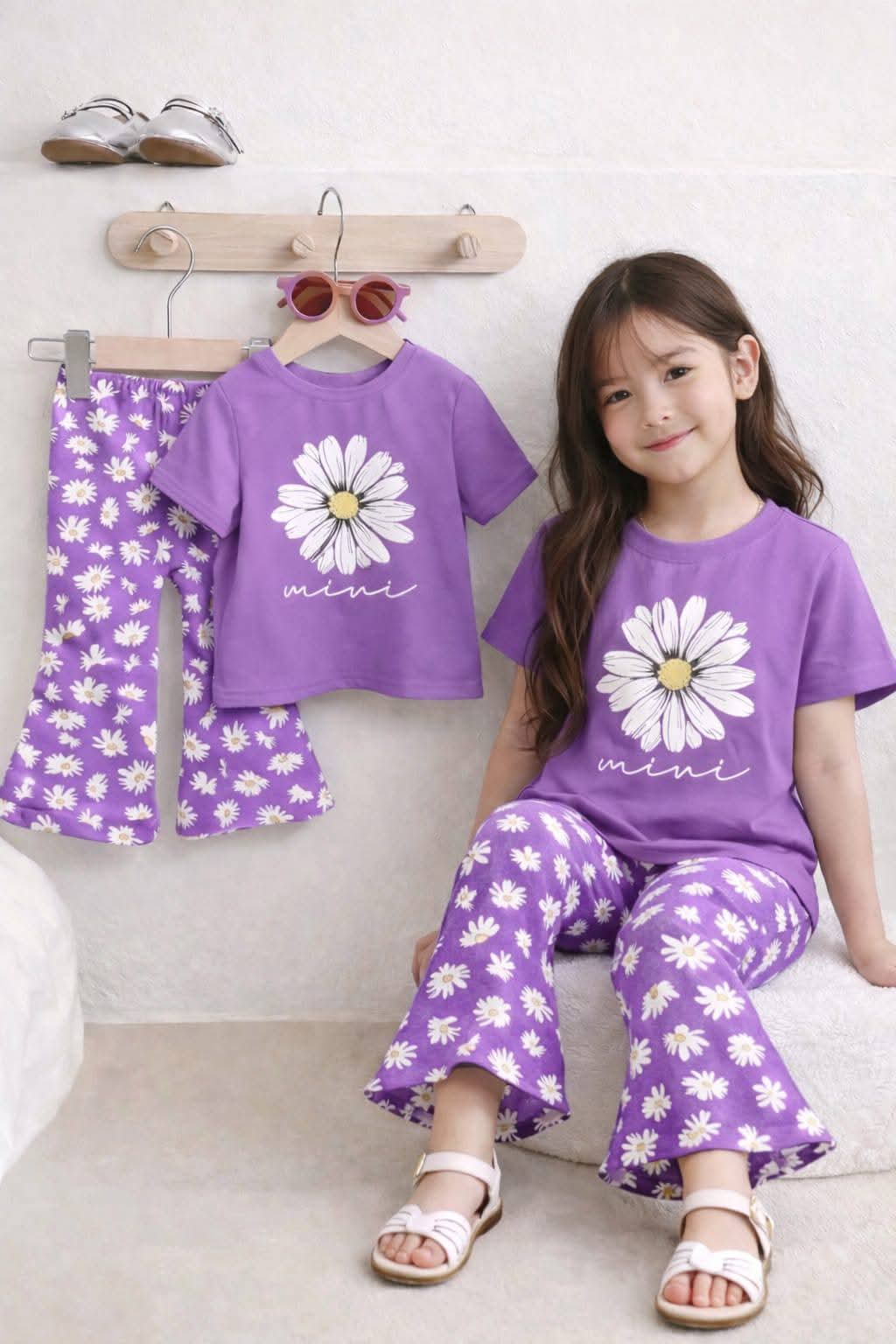 (3Y–12Y )  Girls Soft Printed Top & Pants Set
