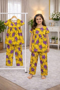 (3Y–12Y )  Girls Soft Printed Top & Pants Set