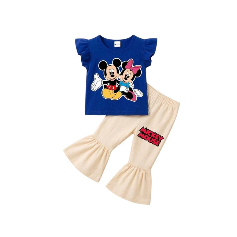 ( 1–7 Years)  Girls DTF Print Outfit – Soft Cotton Top & Flare Pant Set