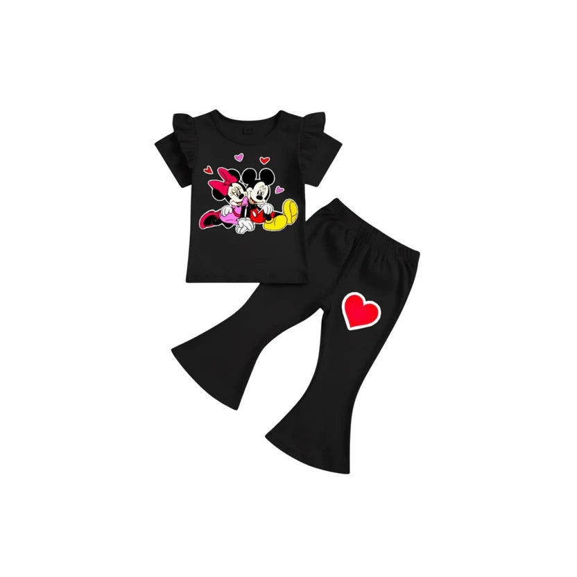 ( 1–7 Years)  Girls DTF Print Outfit – Soft Cotton Top & Flare Pant Set