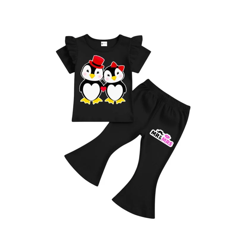 ( 1–7 Years)  Girls DTF Print Outfit – Soft Cotton Top & Flare Pant Set
