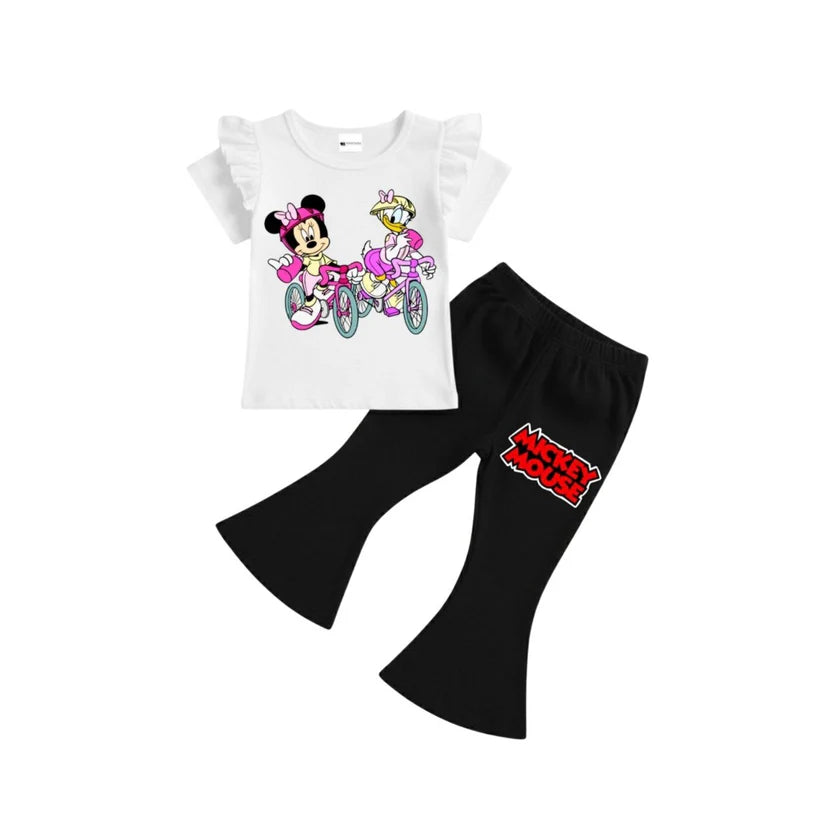 ( 1–7 Years)  Girls DTF Print Outfit – Soft Cotton Top & Flare Pant Set