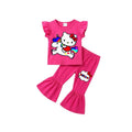 ( 1–7 Years)  Girls DTF Print Outfit – Soft Cotton Top & Flare Pant Set