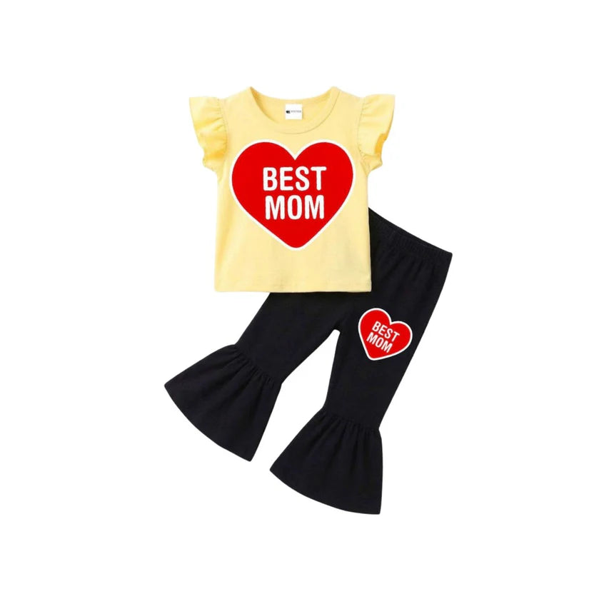 ( 1–7 Years)  Girls DTF Print Outfit – Soft Cotton Top & Flare Pant Set